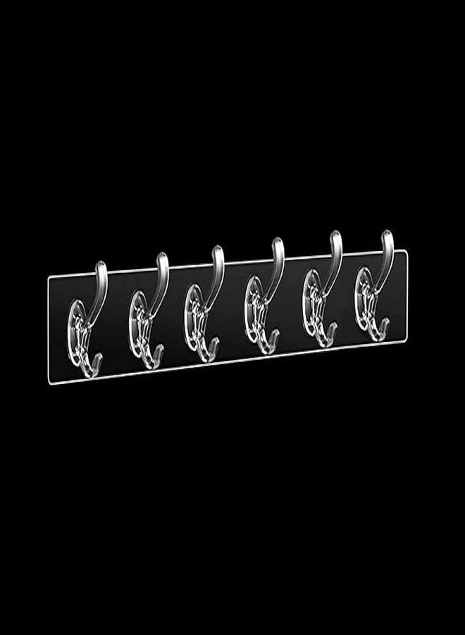 XML Wall Hooks Hanger for Hanging Clothes Strong Self Adhesive Magic Sticker Home Kitchen Bathroom Bedroom Door Organizers Accessories Items (TRANSPARENT-6-HOOK-HANGER) - Image 1